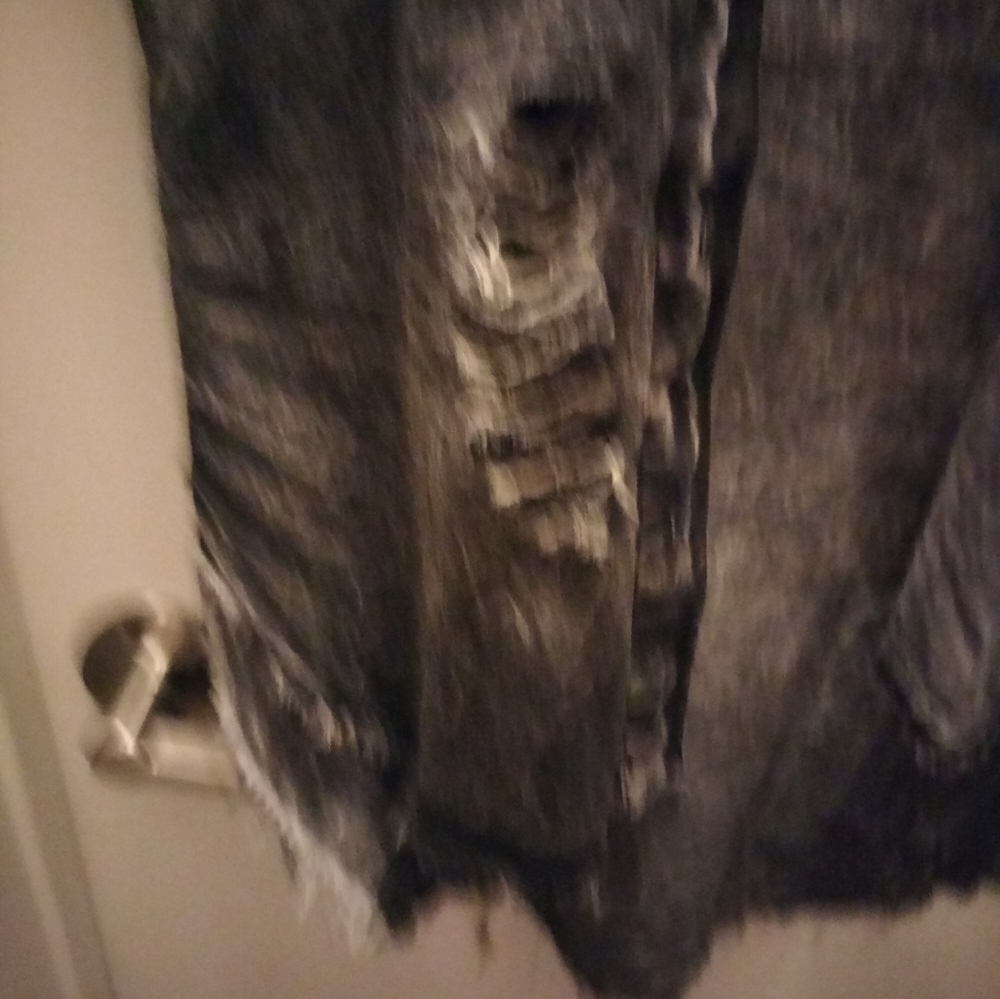 Thrill Deconstruct Long Denim Print Button Downov… - image 8